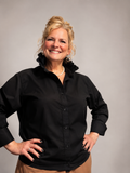 Upcycled Long Sleeve Button Down with Ruffled Collar