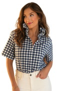Darling upcycled men's short sleeved buttondown shifted to a feminie favorite.