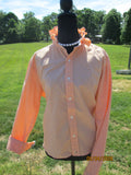 Upcycled Orange and White Long Sleeve Button Down