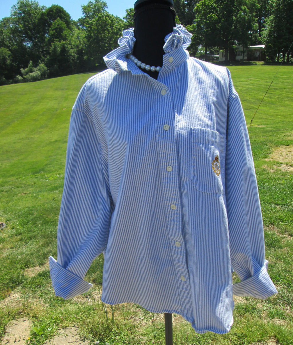 Ruffled Collar Button-Down Blouse — One of a Kind