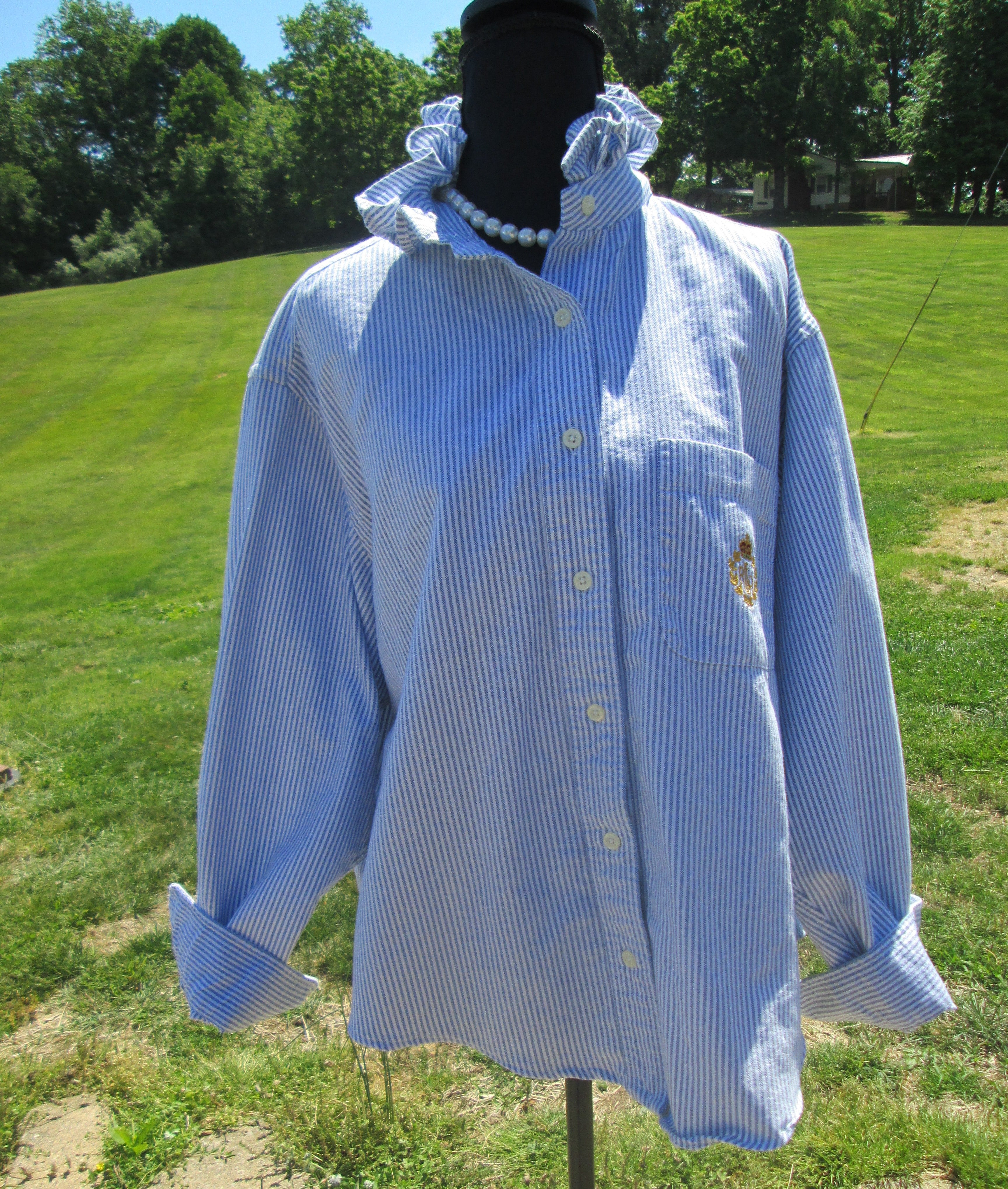Ruffled Collar Button-Down Blouse — One of a Kind