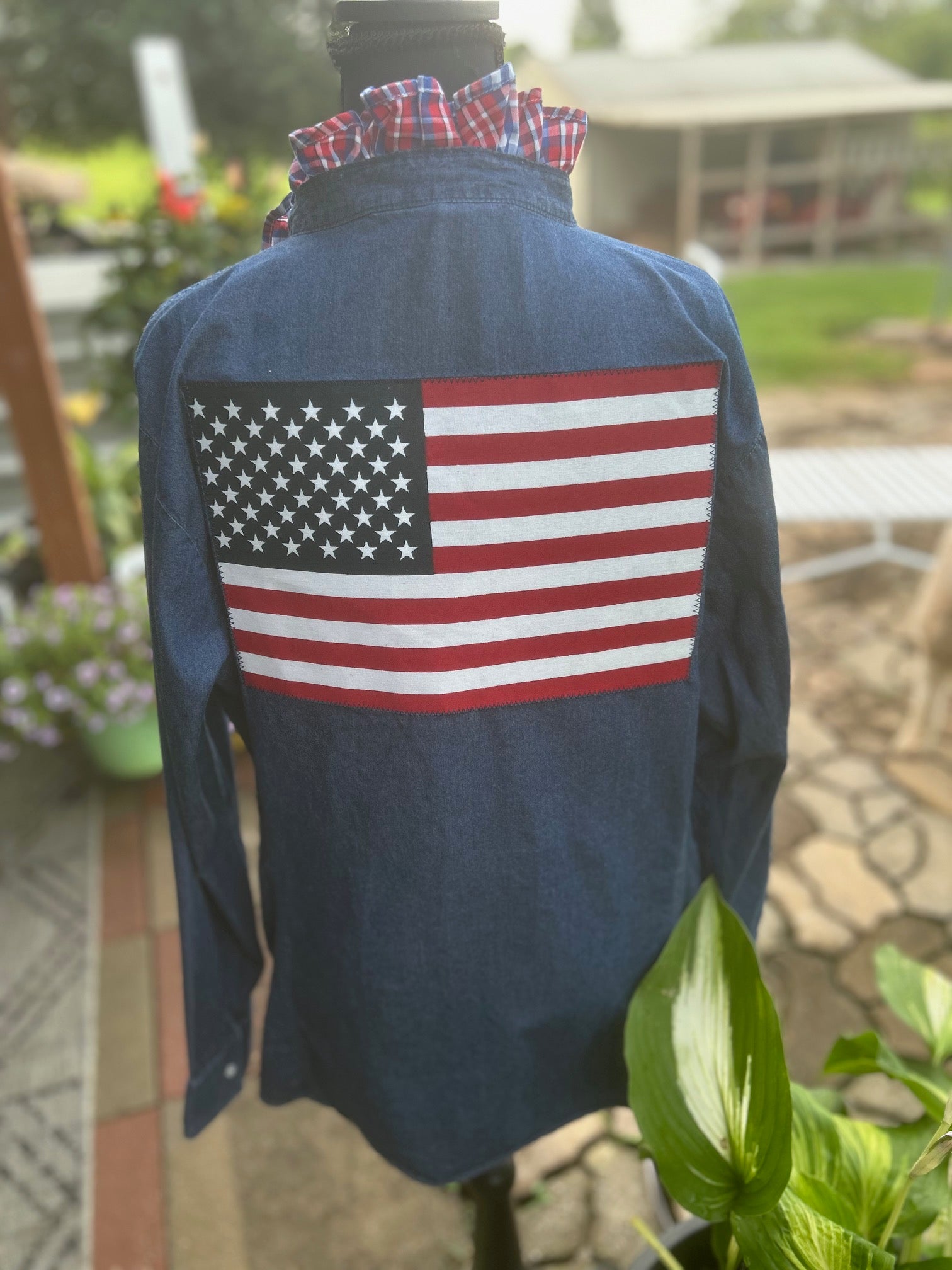 Women's ruffled collar denim ready for America's 250th