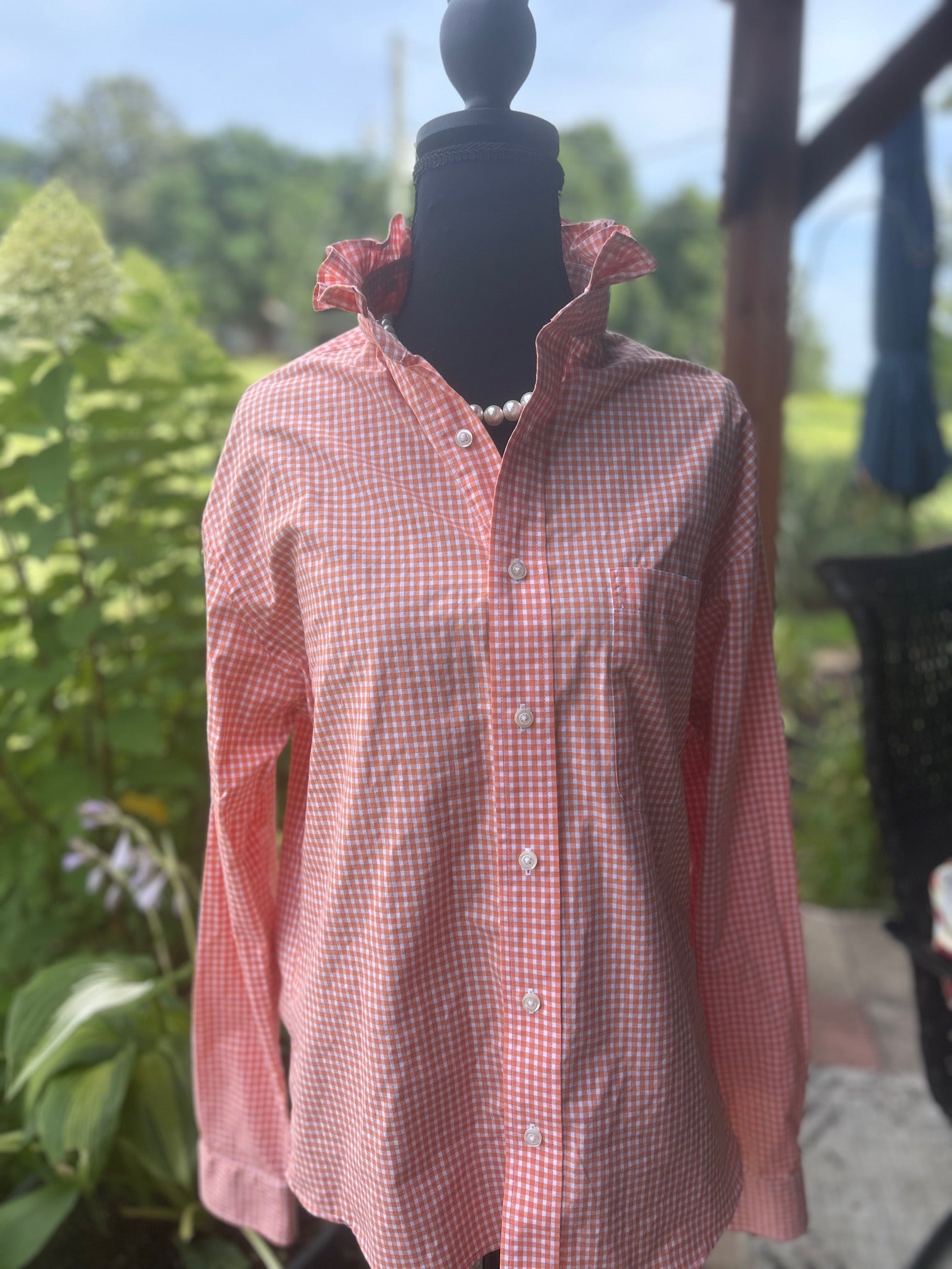Effortless elegance with this Orange and white Gingham