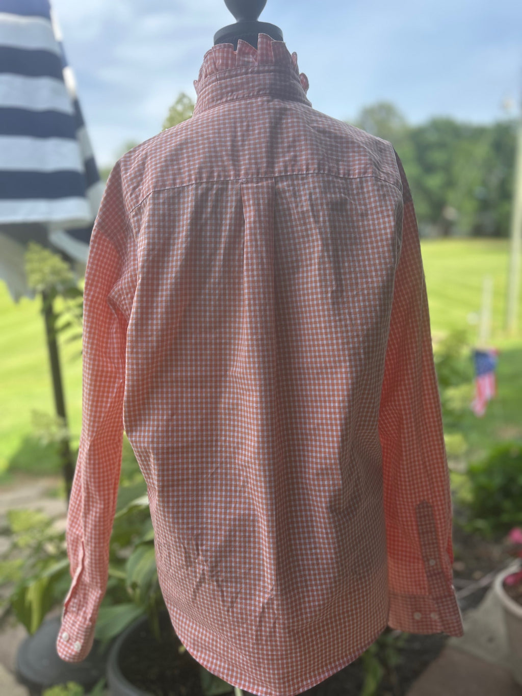 Effortless elegance with this Orange and white Gingham