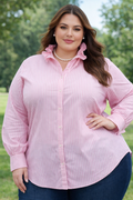 Pink and White Long Sleeve Button Down